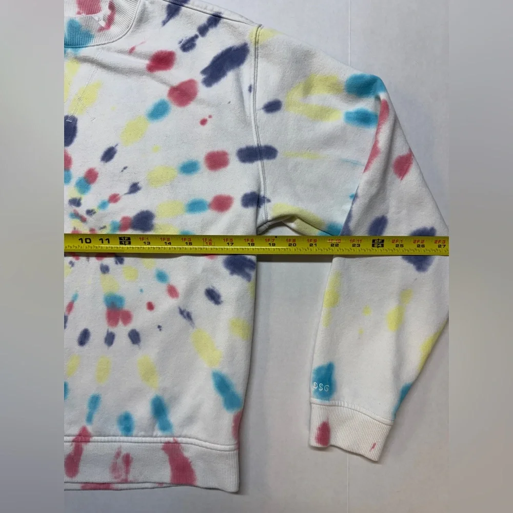 DSG Brand Extra Small White Pink Blue Yellow Swirl‎ Tie Dye Crewneck